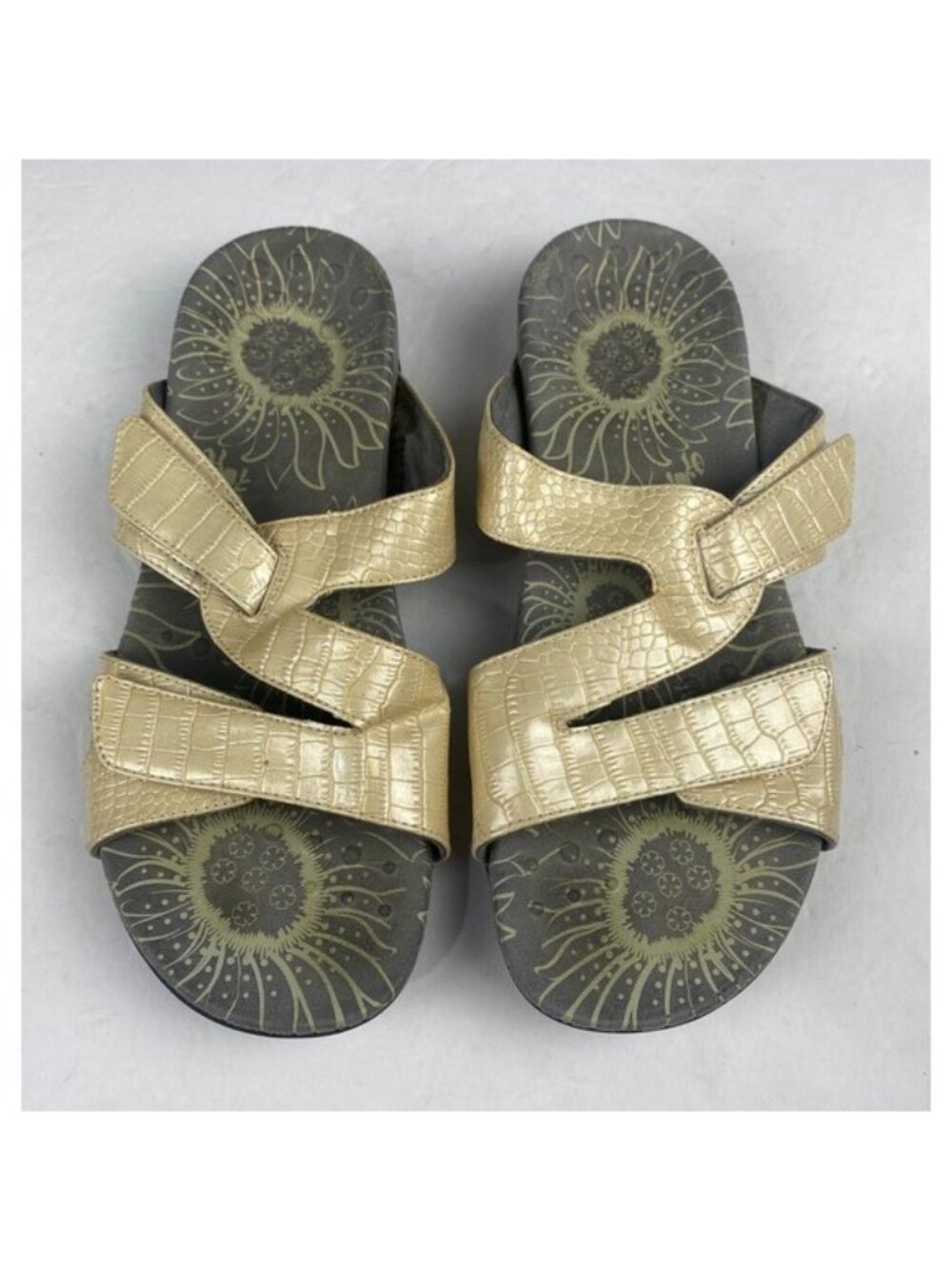 Vionic Womens size 8 Lauren Beige Faux Snake Skin Adjustable Sandals‎ Wide